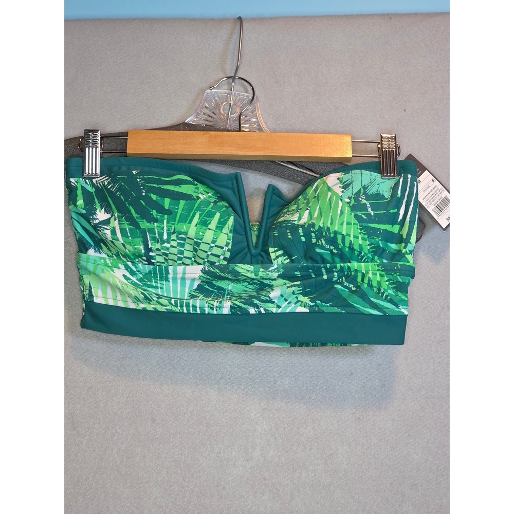 Mossimo Green Palm Print V-Wire Bandeau Bikini Top Size M MB16_50A04-0025